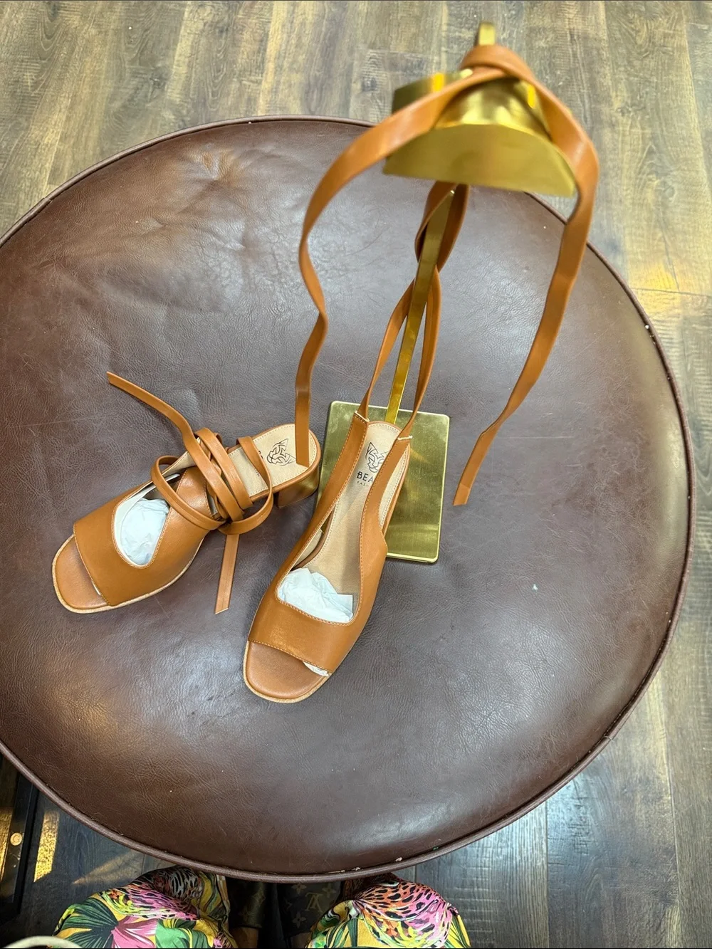 Women’s Tan Leather Lace-Up Sandals